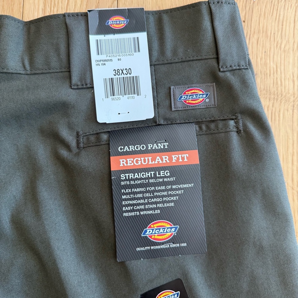 Dickies Mens Green Cargo Pant Regular Fit Straight Leg Size 38x30 - Picture 7 of 9